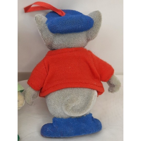 Vintage Disney Bernard & Miss Bianca Flocked Christmas Tree Ornaments Rescuers - Picture 4 of 11